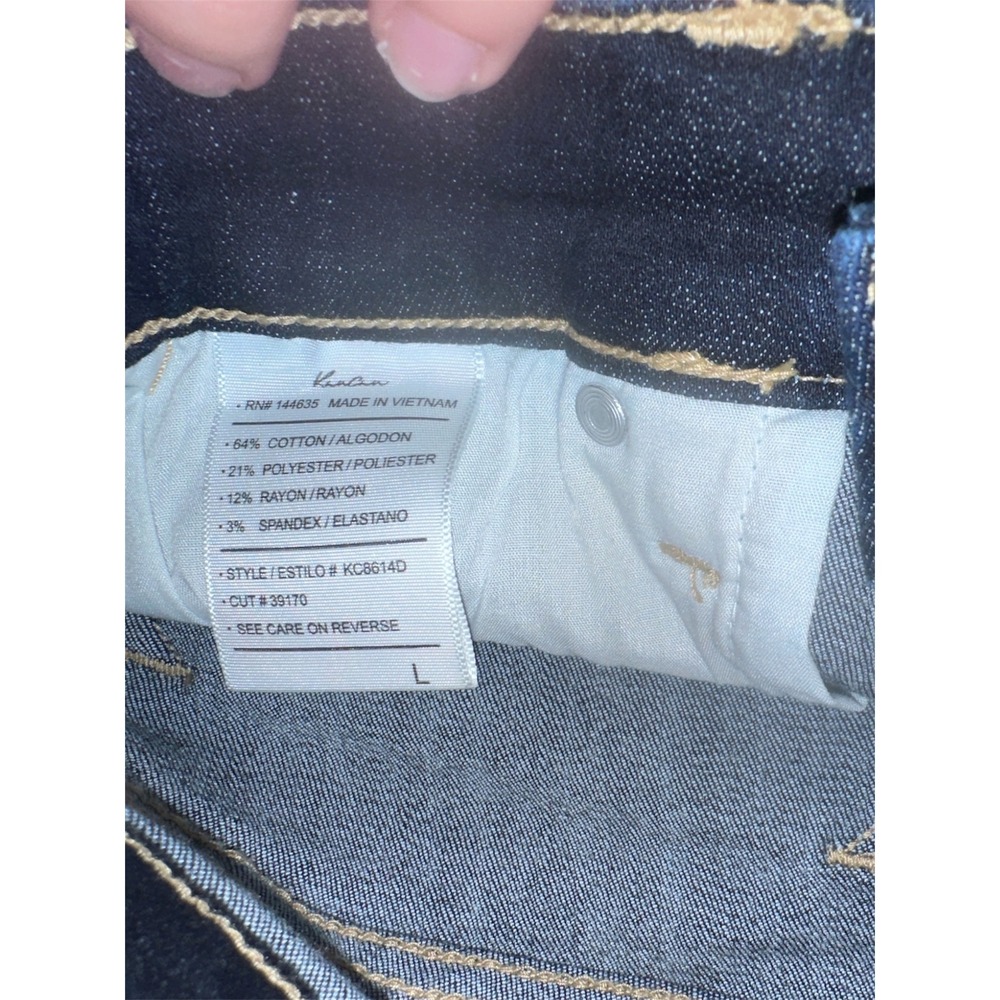 KanCan Womens Dark Wash Denim Bermuda Shorts KC8614D Size L Stretch Mid Rise - Picture 3 of 3